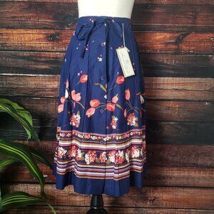 NWT Herman Geist Vintage Midi Skirt 25 Pleated Floral USA Made